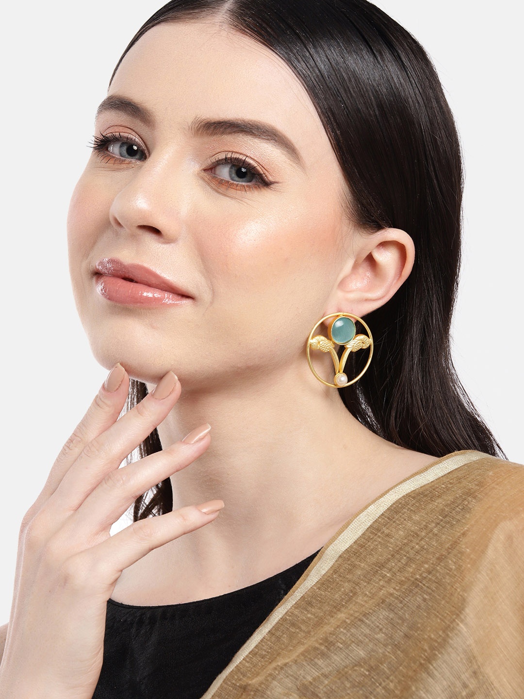 

Anouk Gold-Plated Circular Drop Earrings, Turquoise blue