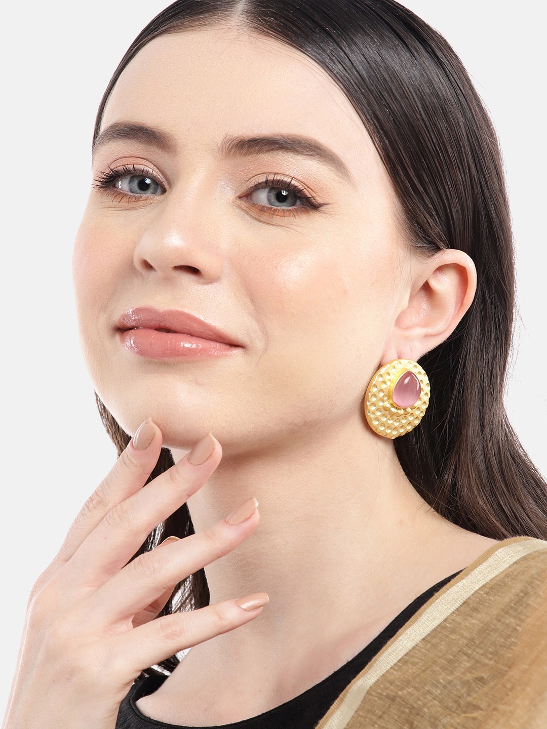 

Anouk Gold-Plated Circular Studs Earrings, Pink