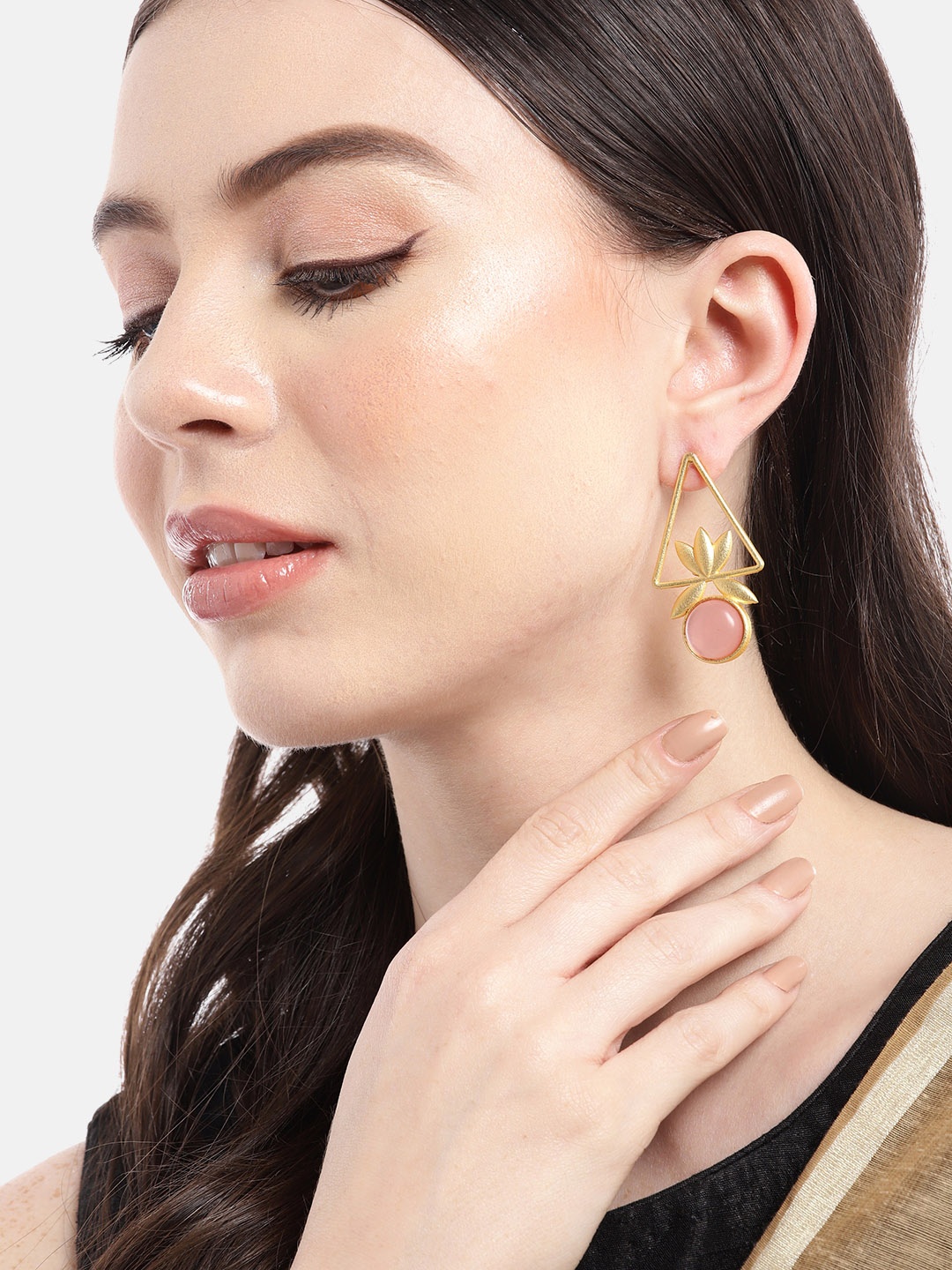 

Anouk Gold-Plated Geometric Drop Earrings, Pink