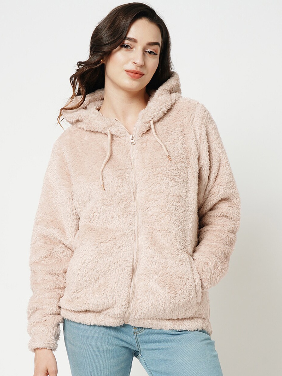 

ONLY Fur Detail Hooded Tailored Jacket, Beige
