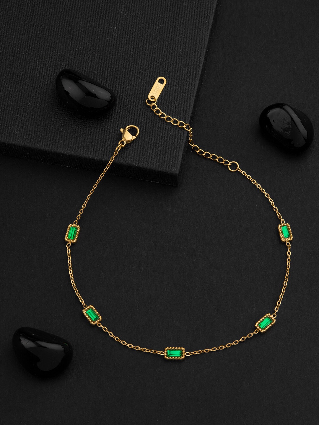 

E2O Gold-Plated Kundan Studded Anklet