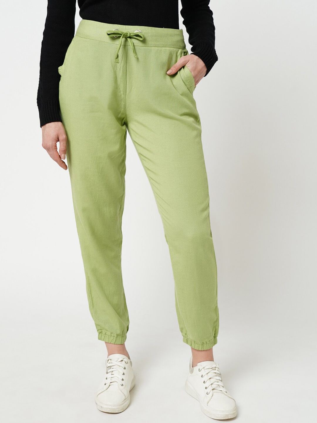

ONLY Women Regular Fit High-Rise Joggers, Green