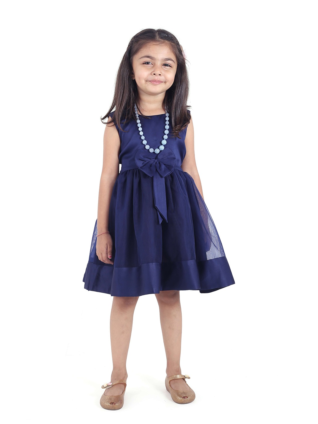 

BAESD Sleeveless Satin Fit & Flare Knee Length Dress, Blue