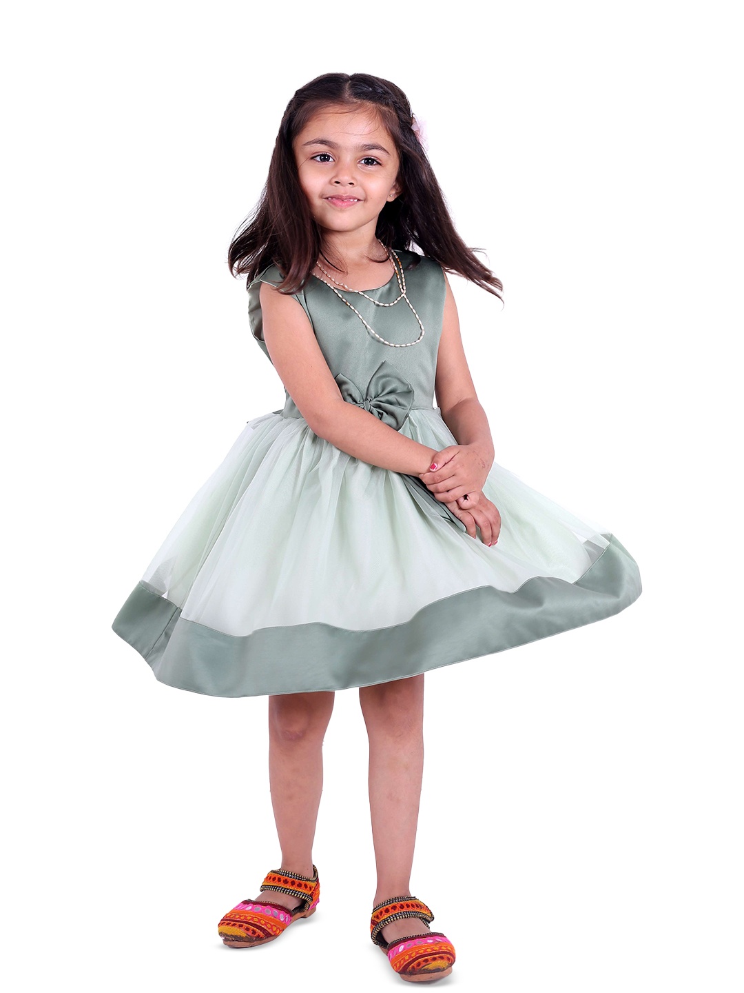 

BAESD Sleeveless Satin Fit & Flare Knee Length Dress, Green