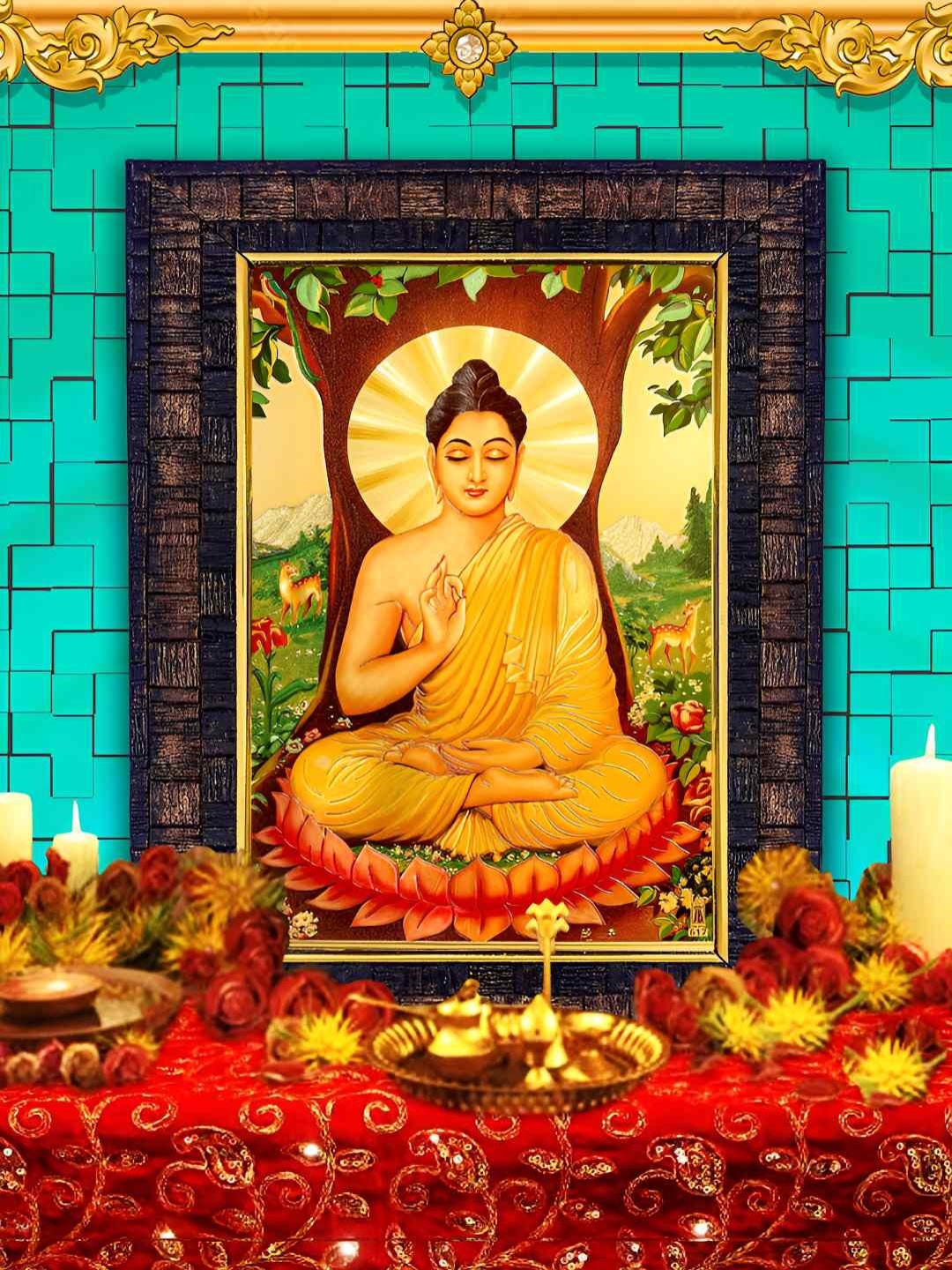 

Hawai Black & Gold Toned Lord Buddha Wood Wall Photo Frame