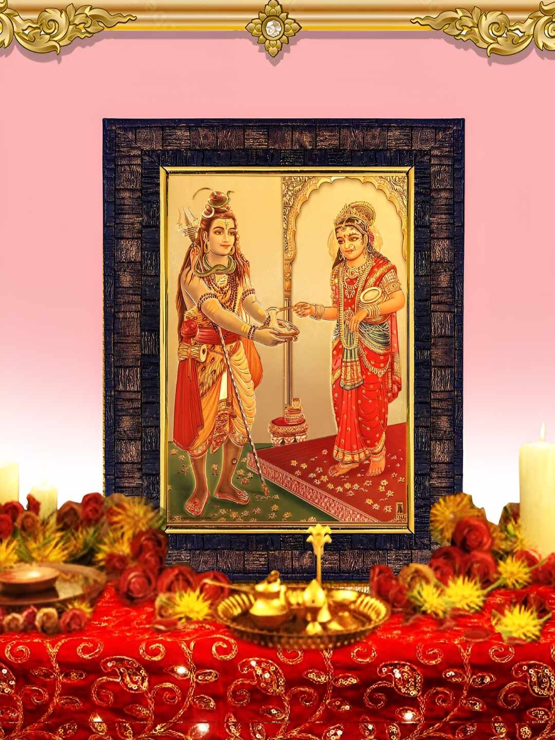 

Hawai Black & Gold Plated Lord Shiva Bolenath Mahadev Wood Wall Photo Frame