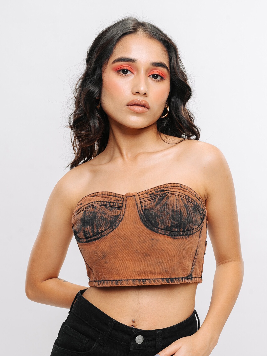 

FREAKINS Strapless Cotton Tube Top, Brown