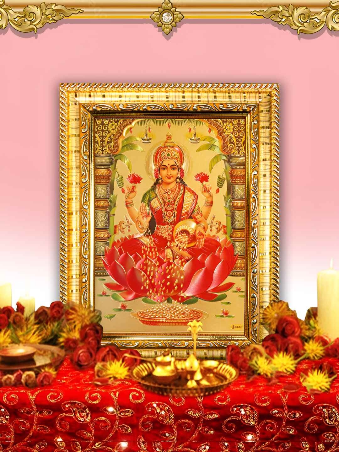 

Hawai Pink & 24k Gold-Plated Goddess Lakshmi Wood Wall Photo Frames