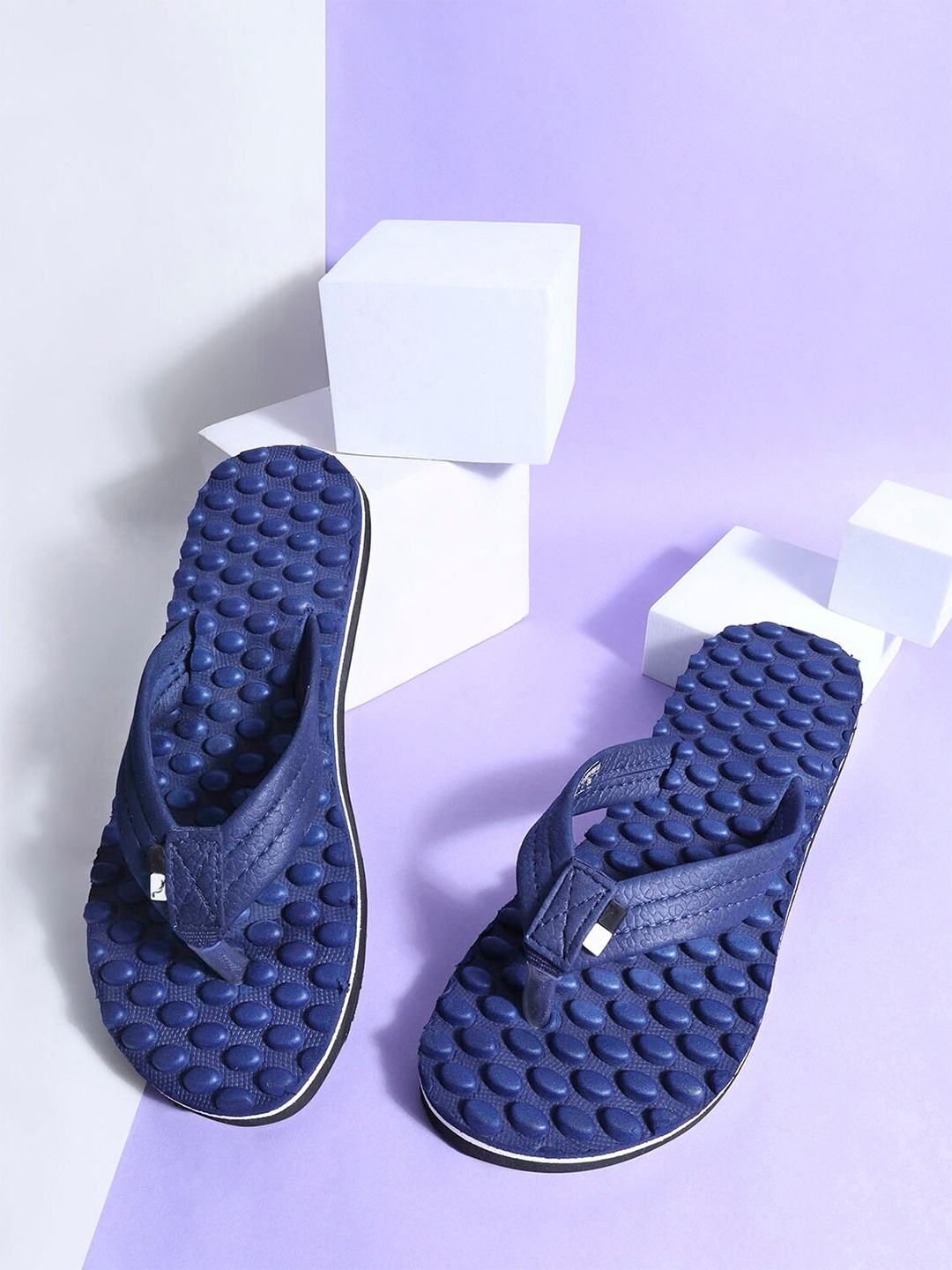 

DOCTOR EXTRA SOFT Women Self Design Orthopedic Non-Slip Acupressure Thong Flip-Flops, Navy blue