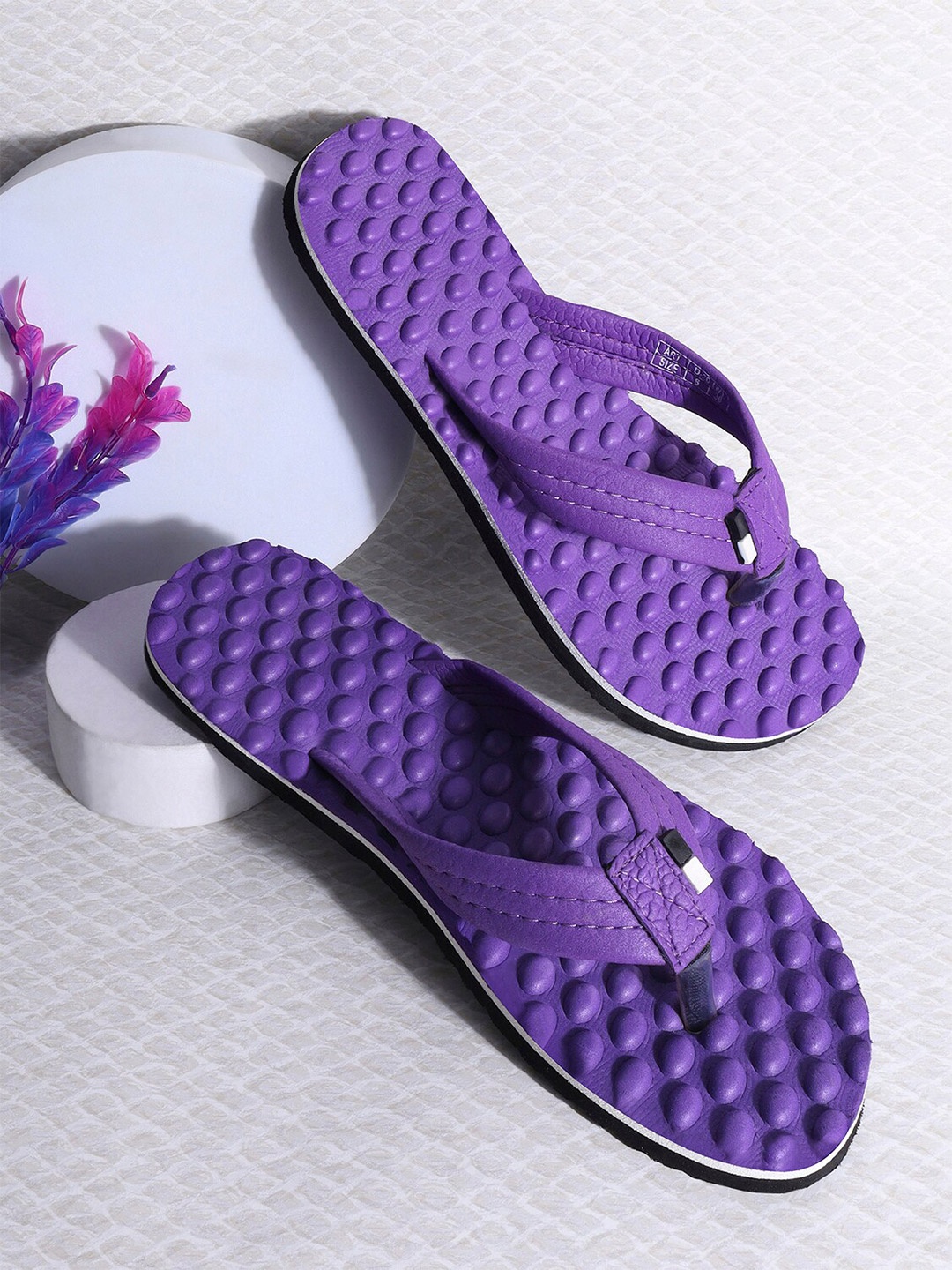 

DOCTOR EXTRA SOFT Women Self Design Orthopedic Non-Slip Acupressure Thong Flip-Flops, Purple