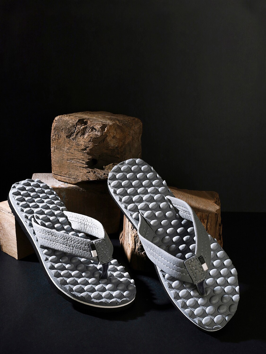 

DOCTOR EXTRA SOFT Women Accupressure Rubber Thong Flip-Flops, Grey