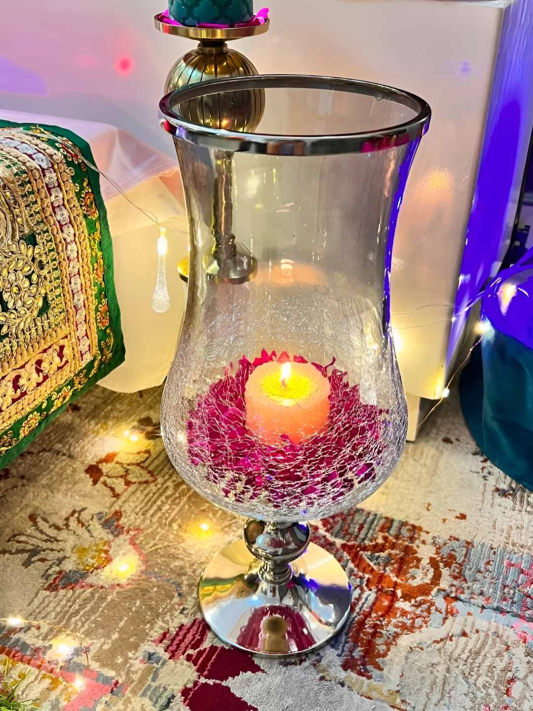 

Timaya's Decor Silver-Toned Glitterati Candle Holder
