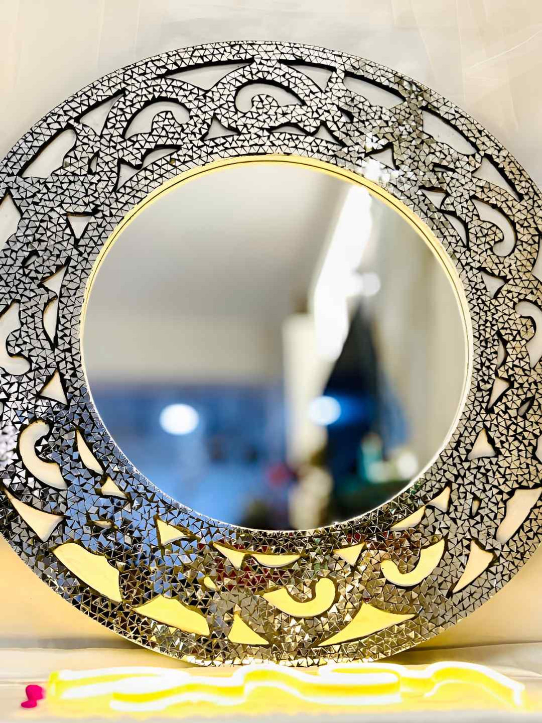 

Timaya's Decor Grey Circular MDF Magic Divine Wall Mirror