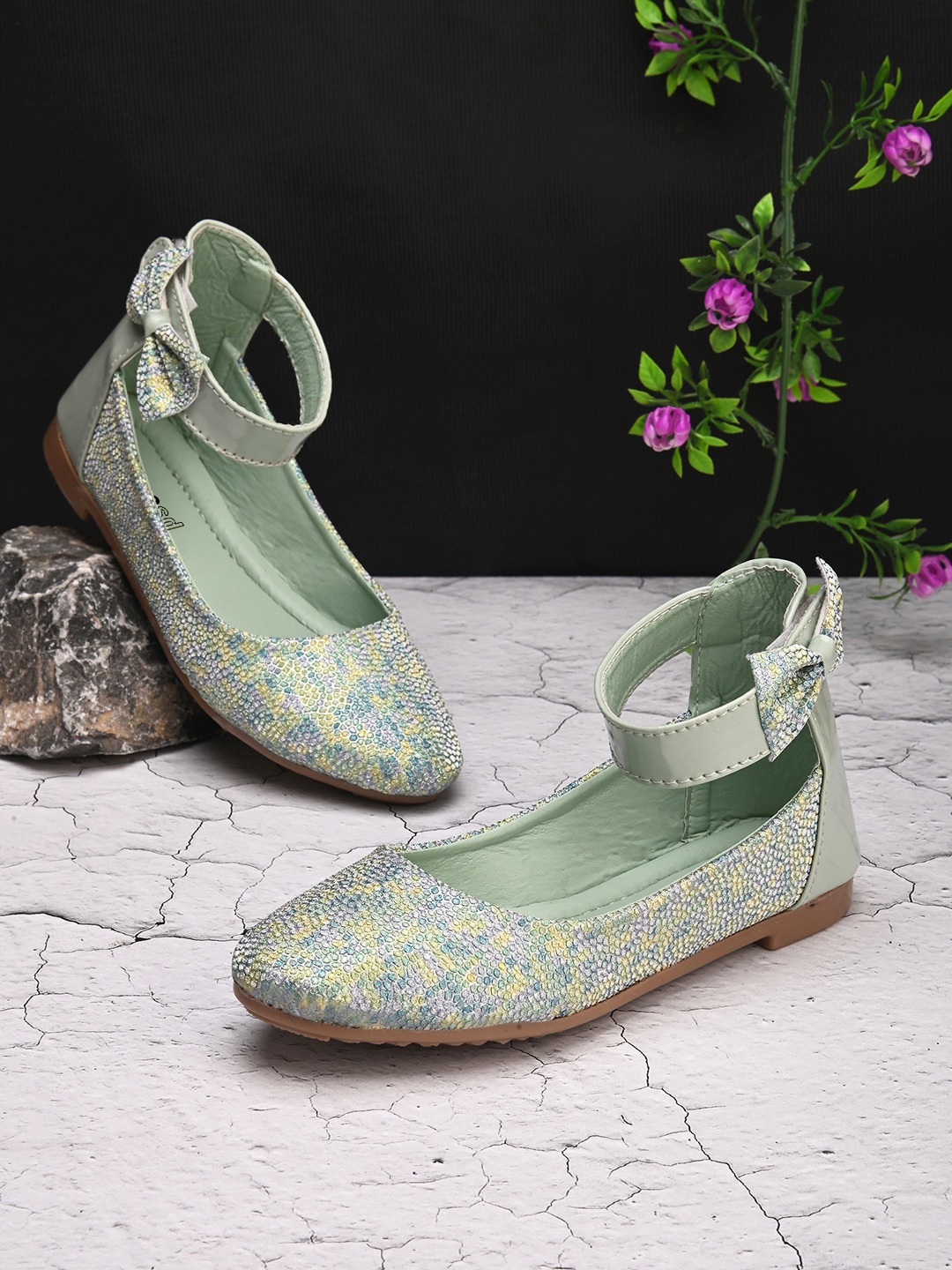 

BAESD Girls Embellished Bow Detail Ballerinas, Sea green