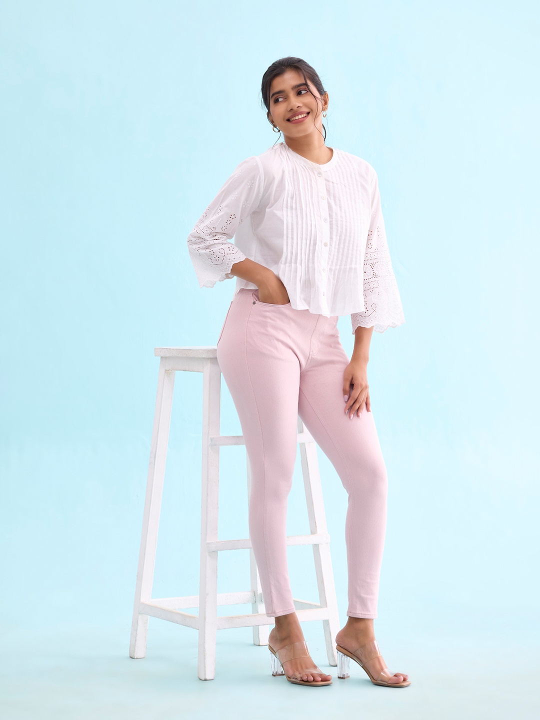 

Go Colors Women Slim Fit Denim Jeggings, Pink