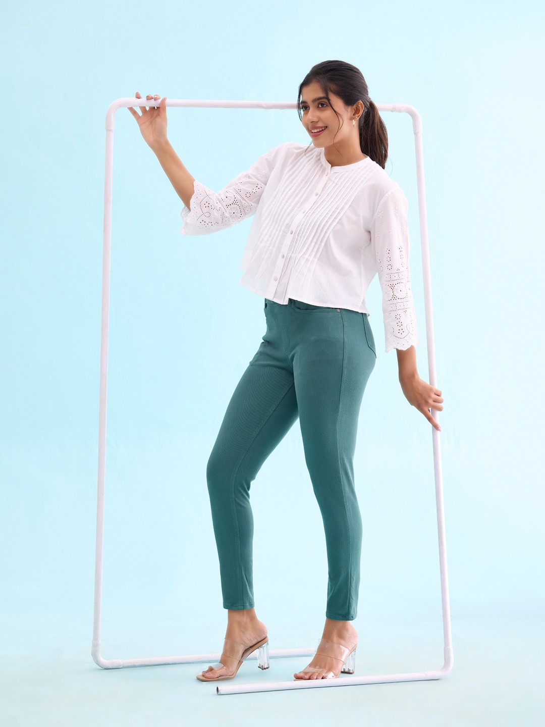 

Go Colors Plus Size Slim Fit Jeggings, Green