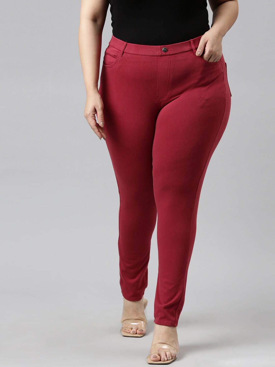 

Go Colors Women Slim Fit Denim Jeggings, Maroon