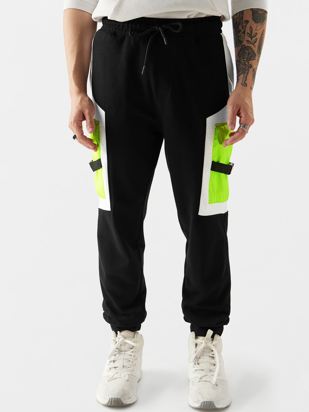 

The Souled Store Black Men Colourblocked Pure Cotton Joggers