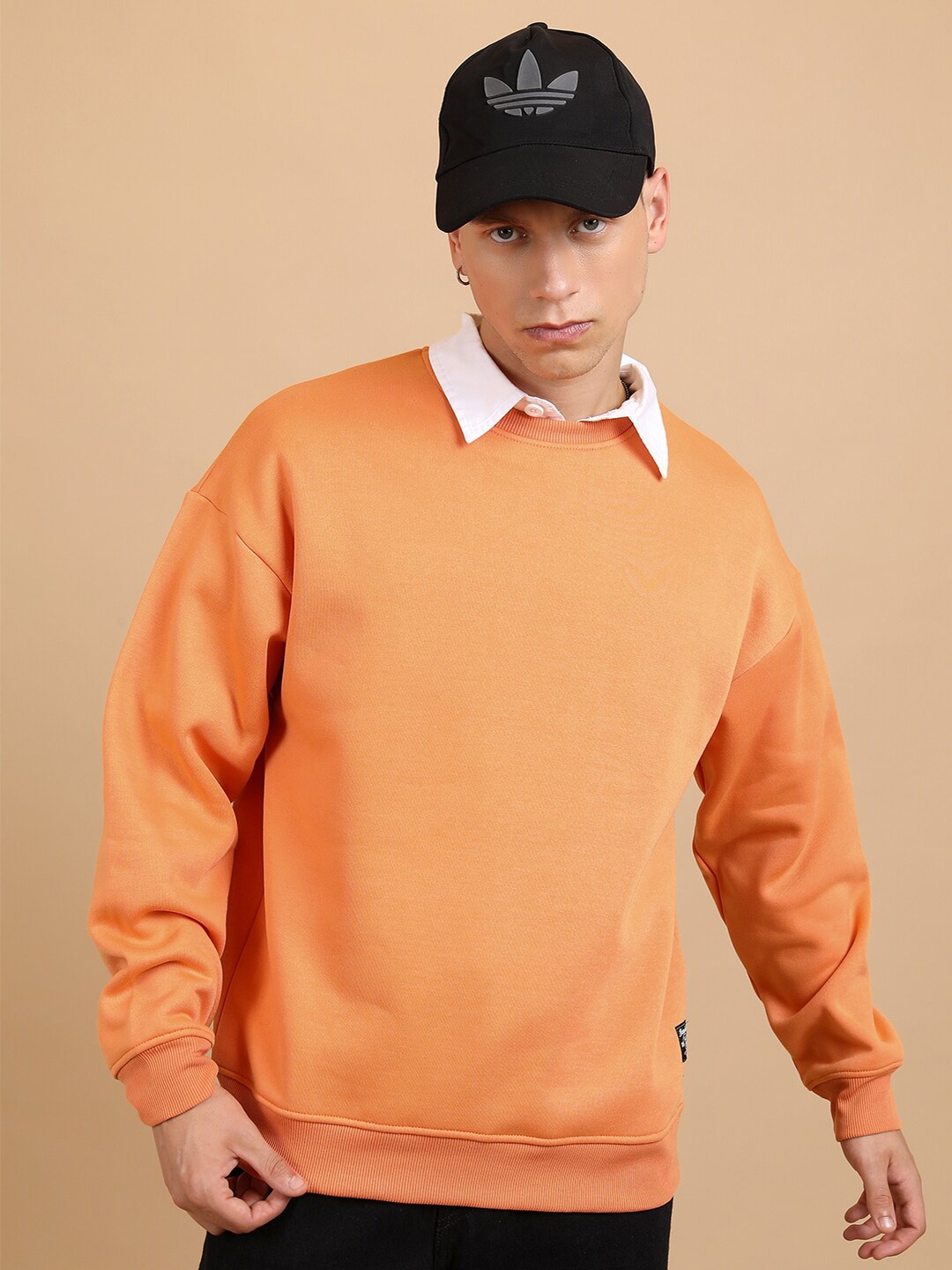 

HIGHLANDER Round Neck Drop Shoulder Sleeves Sweatshirt, Orange