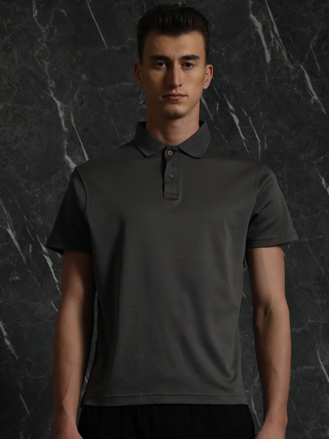 

Breakbounce Polo Collar Cotton T-Shirt, Grey