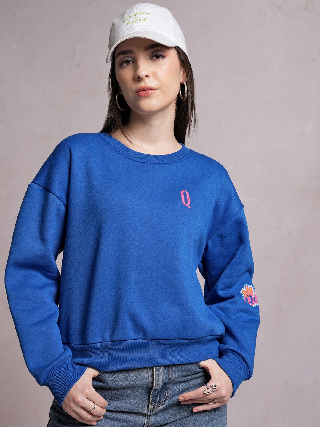 

Tokyo Talkies Blue Relaxed Fit Pullover Sweatshirt