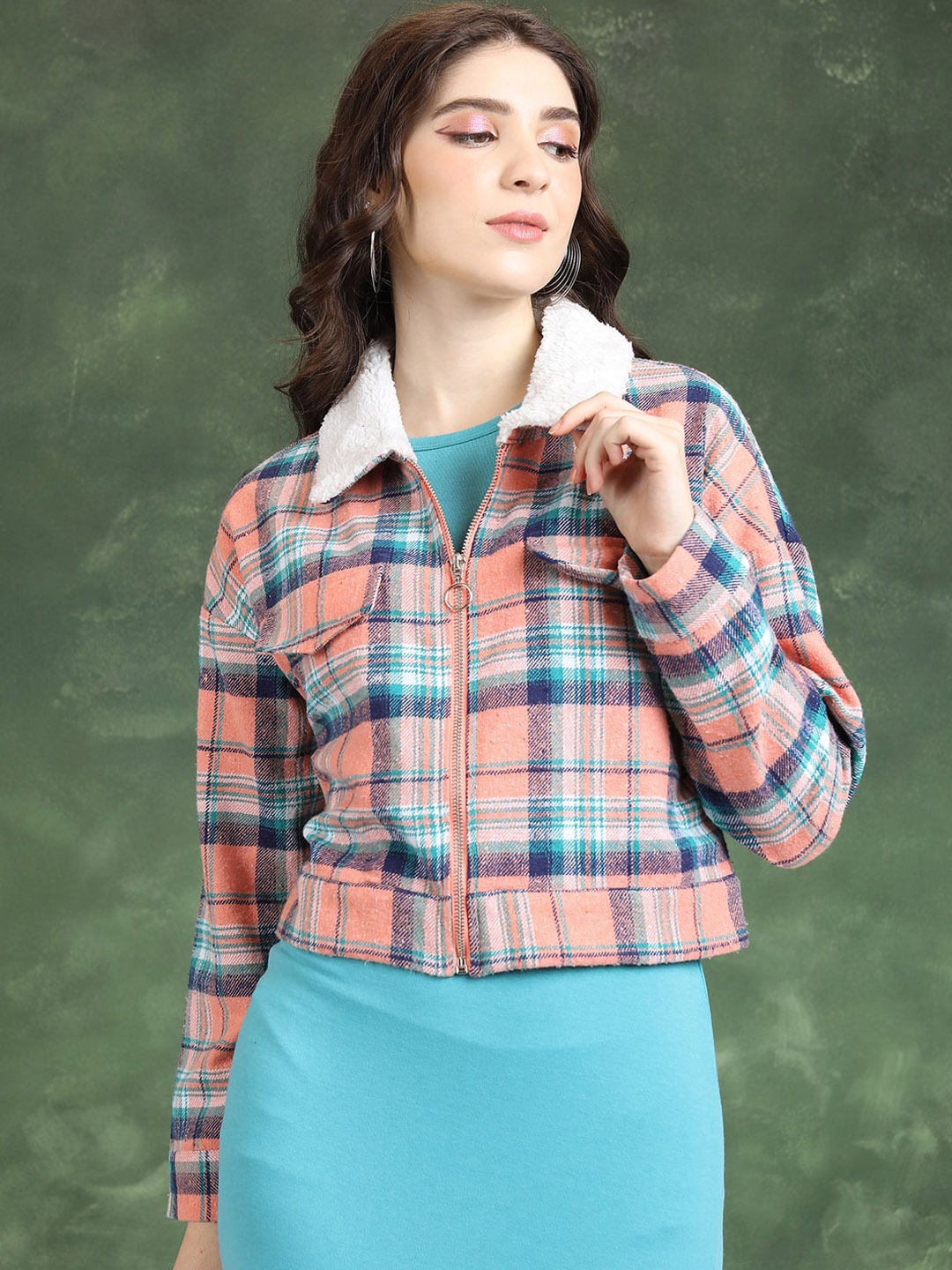 

Tokyo Talkies Checked Crop Flannel Checked Shirt Flannel Checked Shirt, Pink