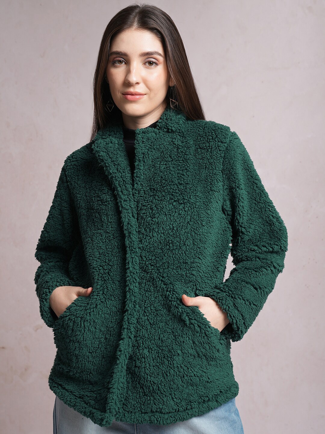 

Tokyo Talkies Self Design Spread Collar Long Sleeve Tailored Jacket, Teal