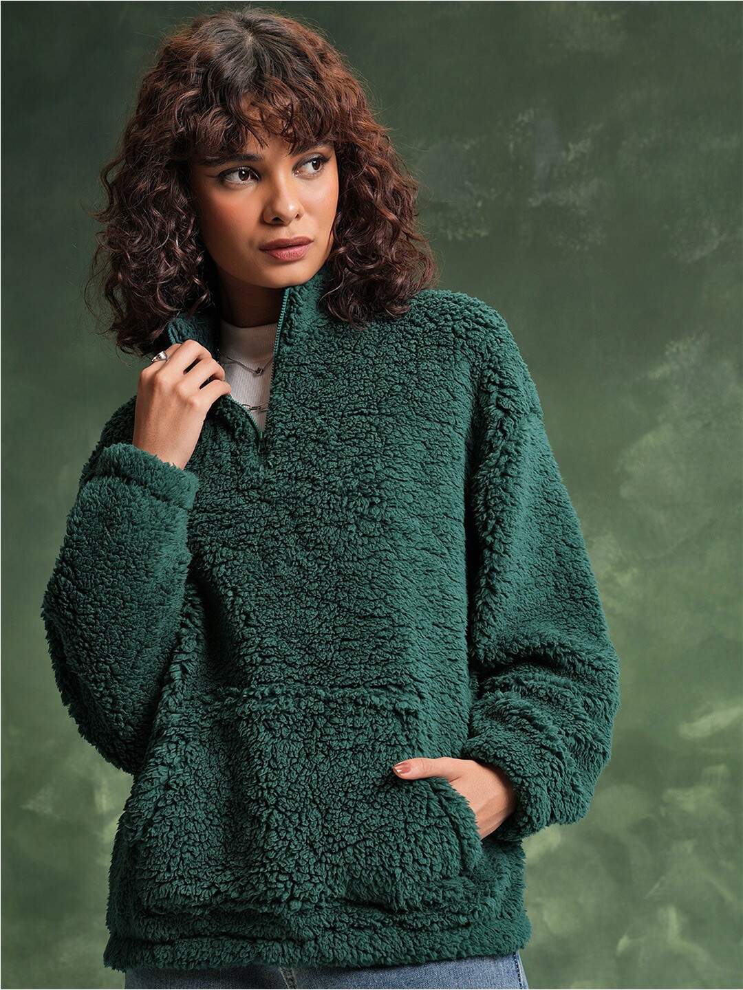 

Tokyo Talkies Teal Oversized Drop Shoulder Pullover Sweatshirt