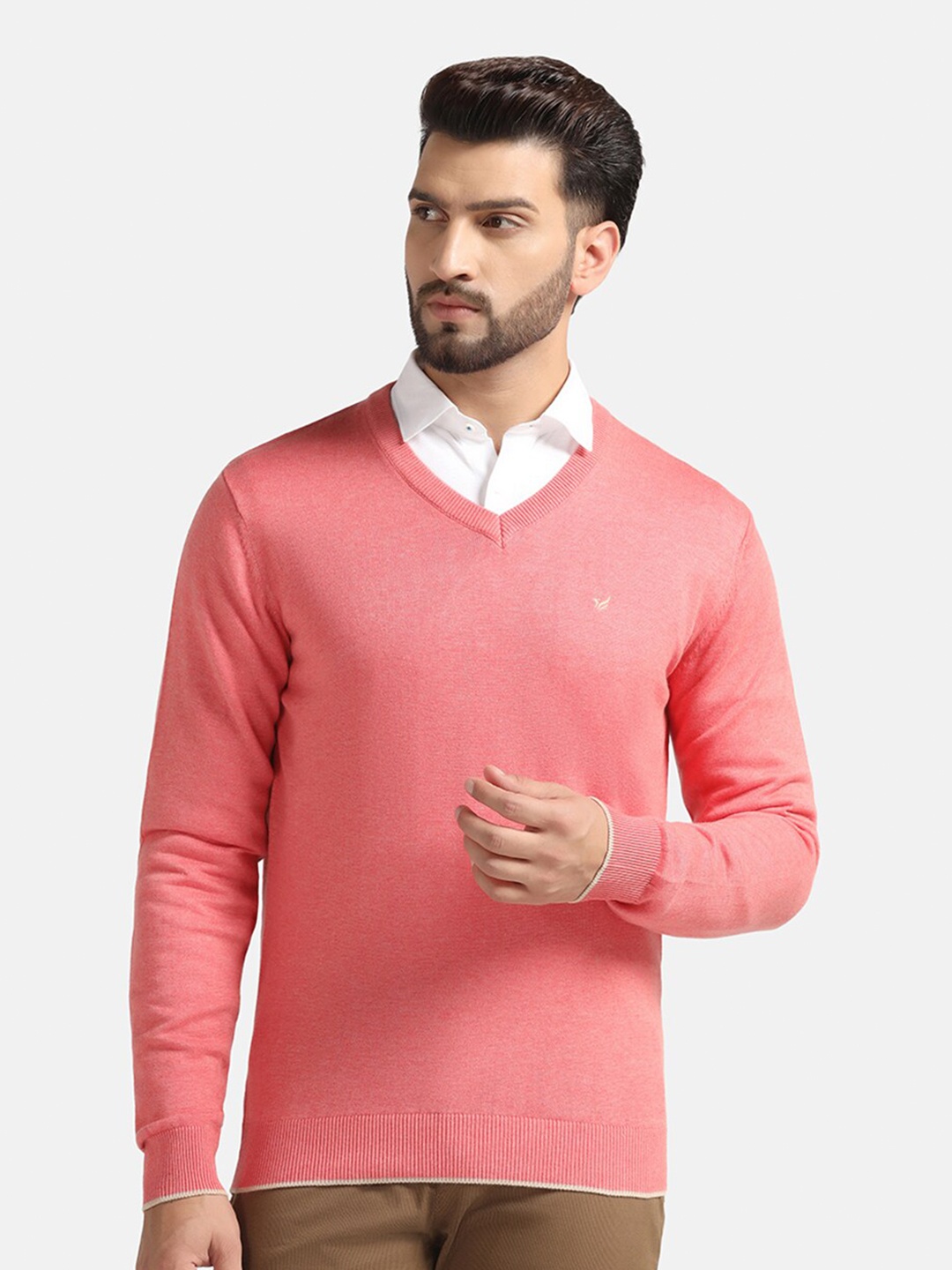 

Blackberrys V-Neck Long Sleeves Cotton Pullover, Orange