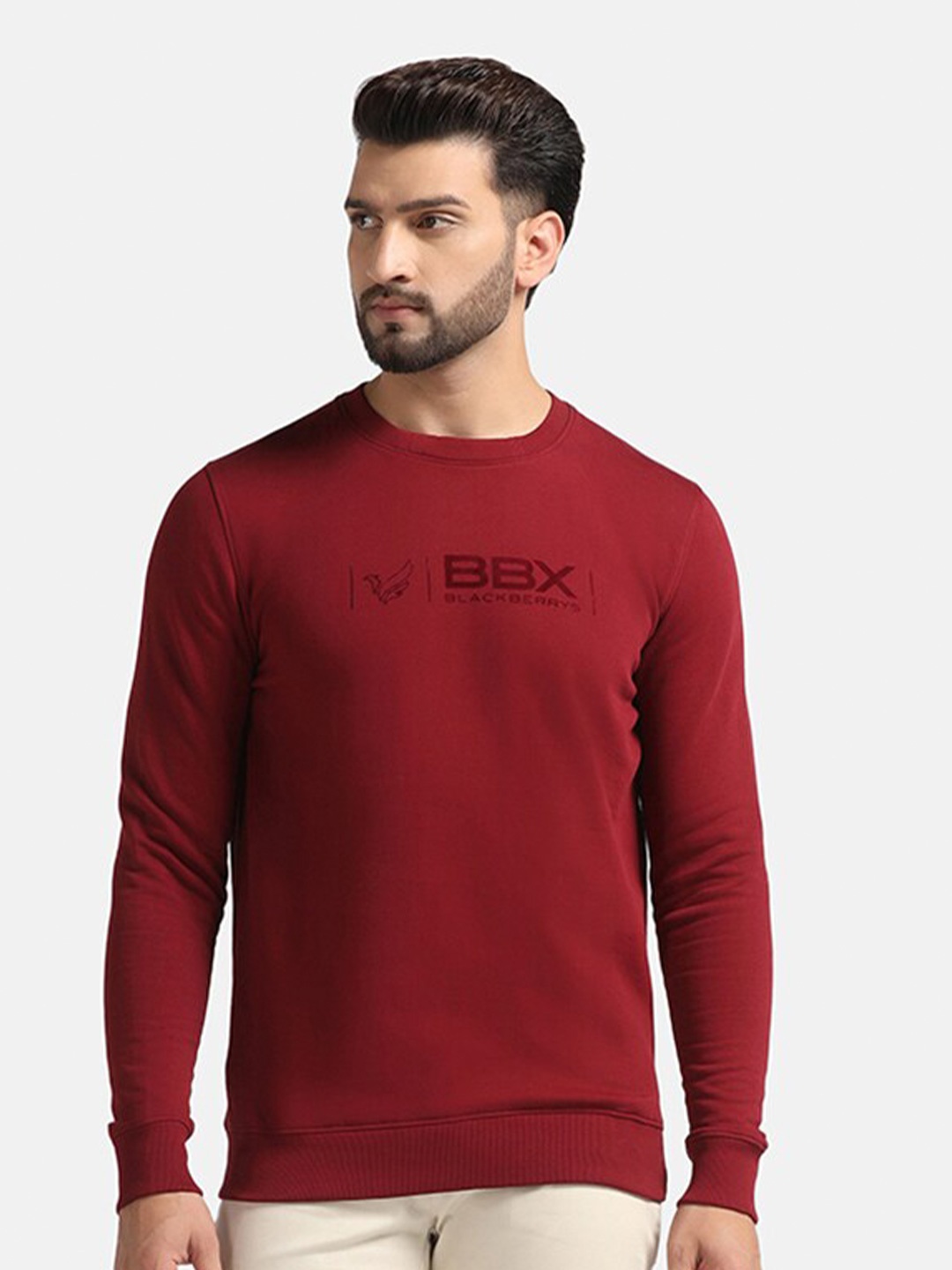 

Blackberrys Typography Printed Cotton Pullover, Red