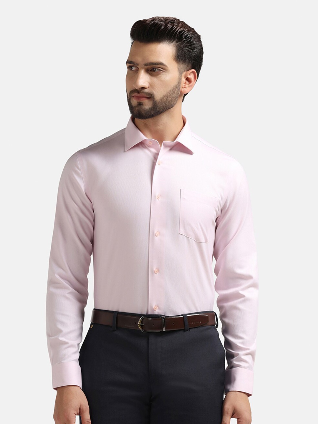 

Blackberrys Men Textured Formal Slim Fit Wrinkle-Resistant Shirt, Pink