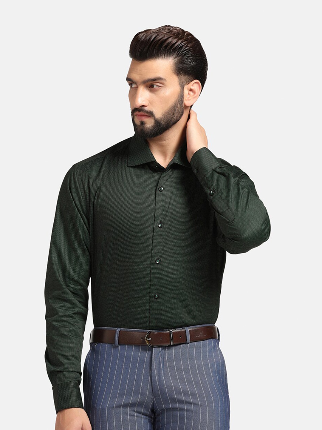 

Blackberrys India Slim Slim Fit Textured Long Sleeve Pocket Cotton Formal Shirt, Black