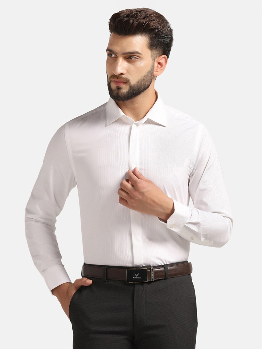 

Blackberrys India Slim Slim Fit Striped Long Sleeve Cotton Formal Shirt, White
