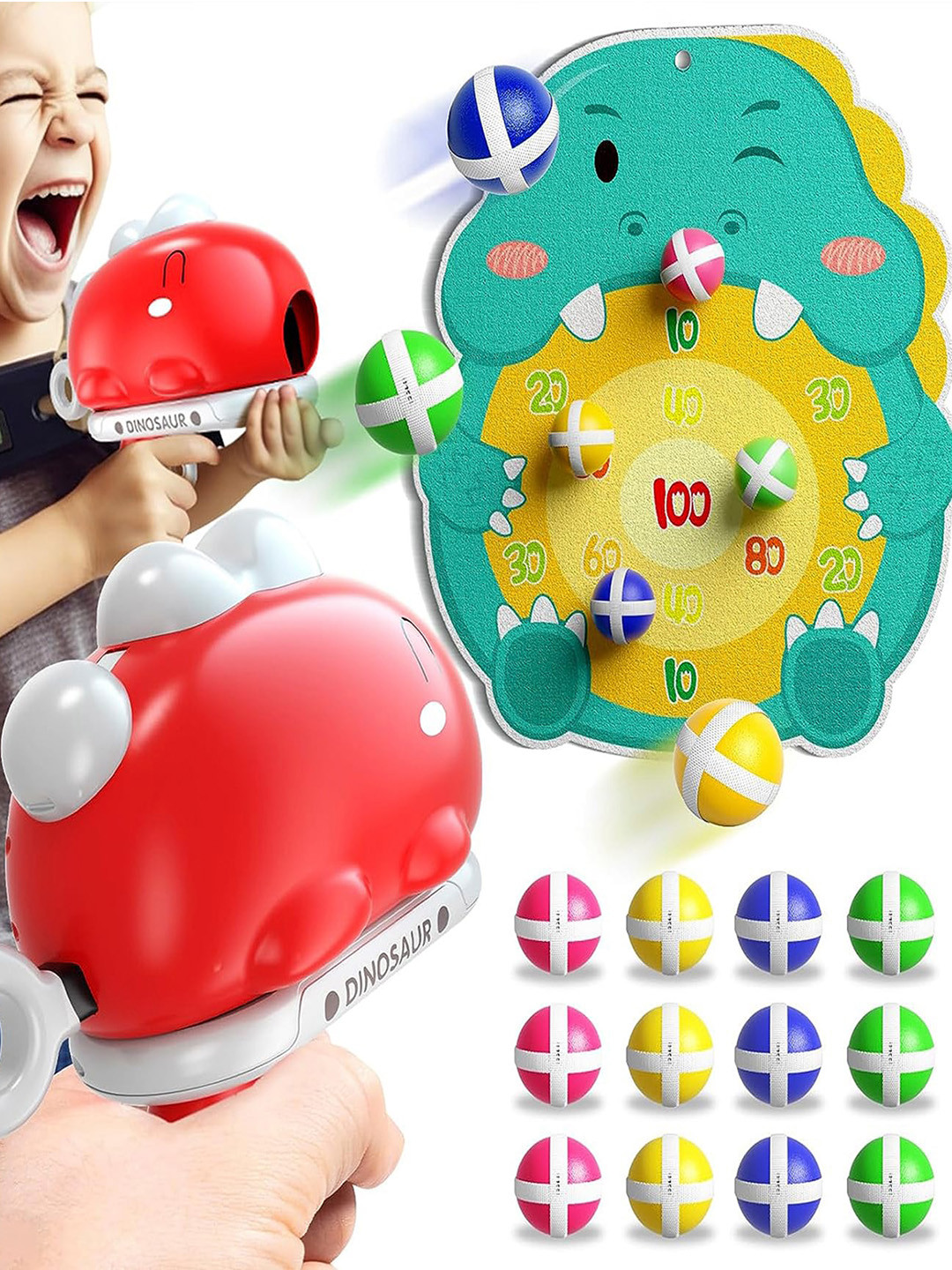 

Kidology Kids Dinosaur Gun & Board Activity Game, Red