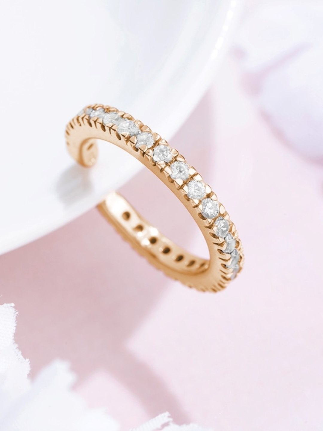 

Zavya Women Rose Gold-Plated CZ Studded Sterling Silver Finger Ring