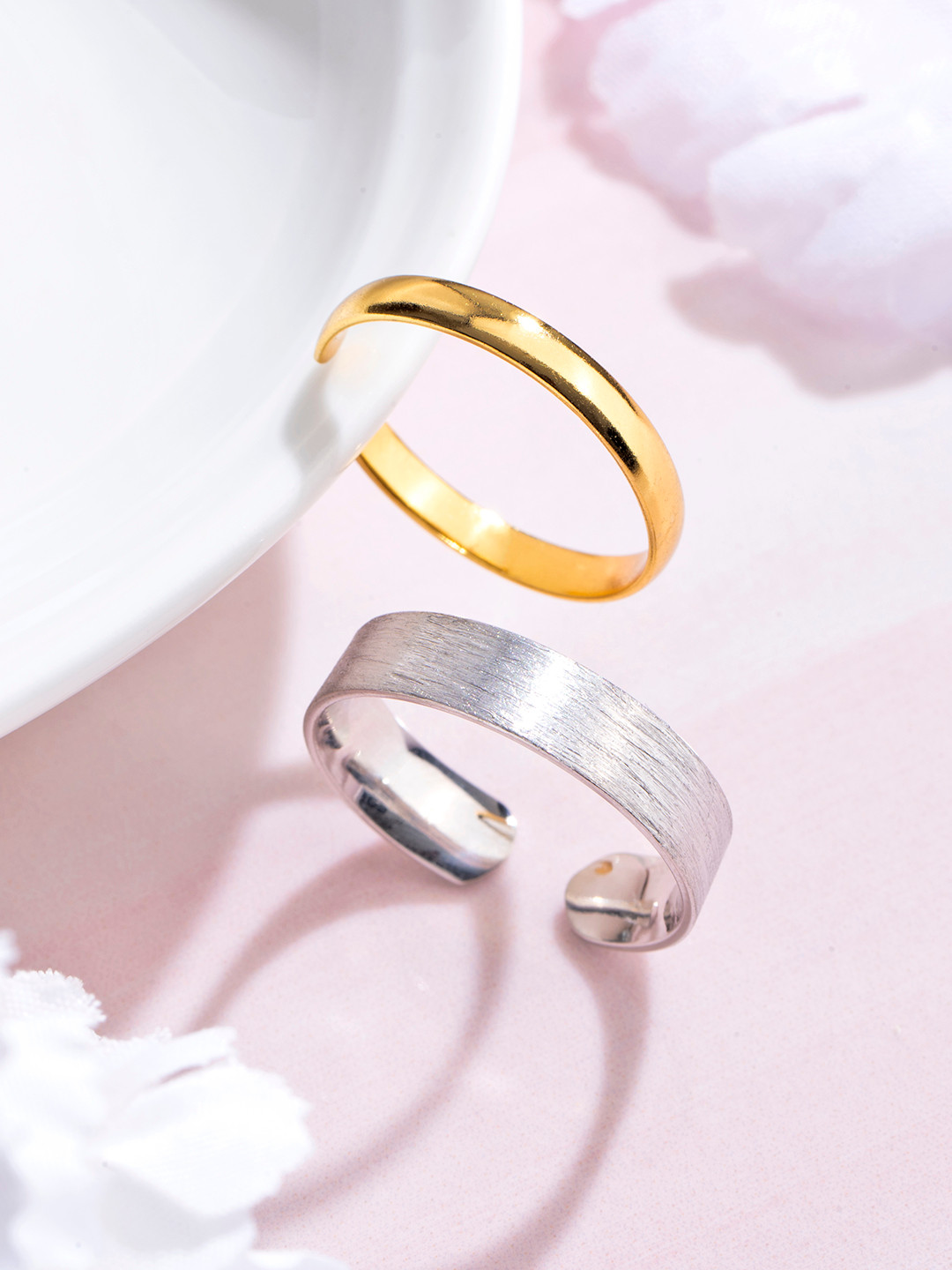 

Zavya 925 Rhodium-Plated Sterling Silver 2Pcs Couple Rings