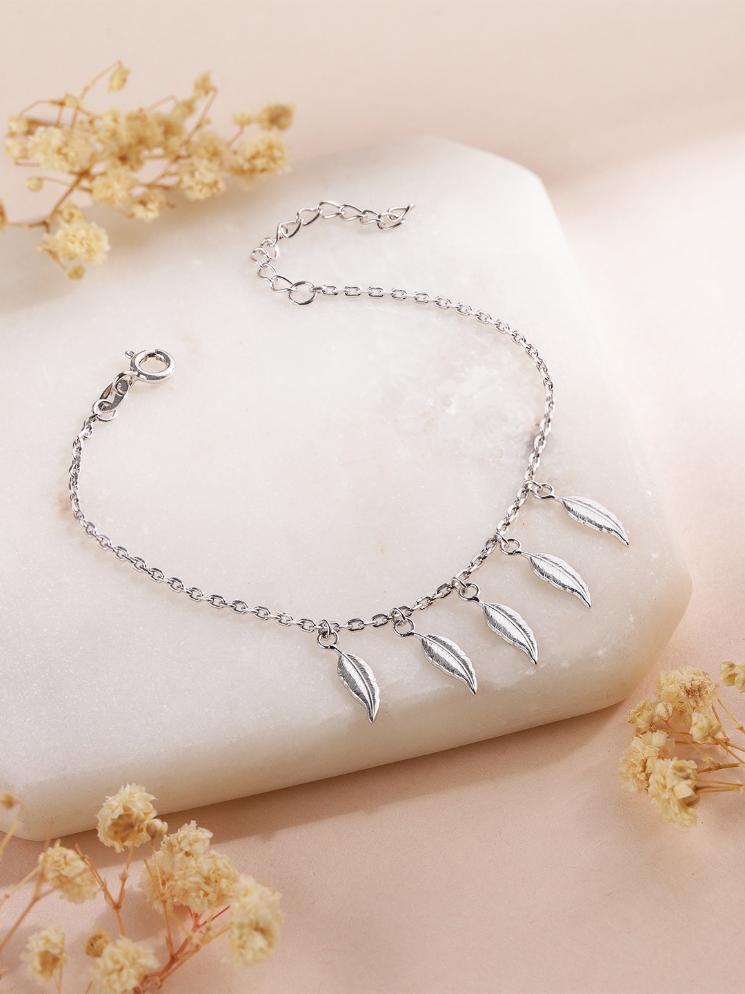 

Zavya Women Sterling Silver Rhodium-Plated Charm Bracelet