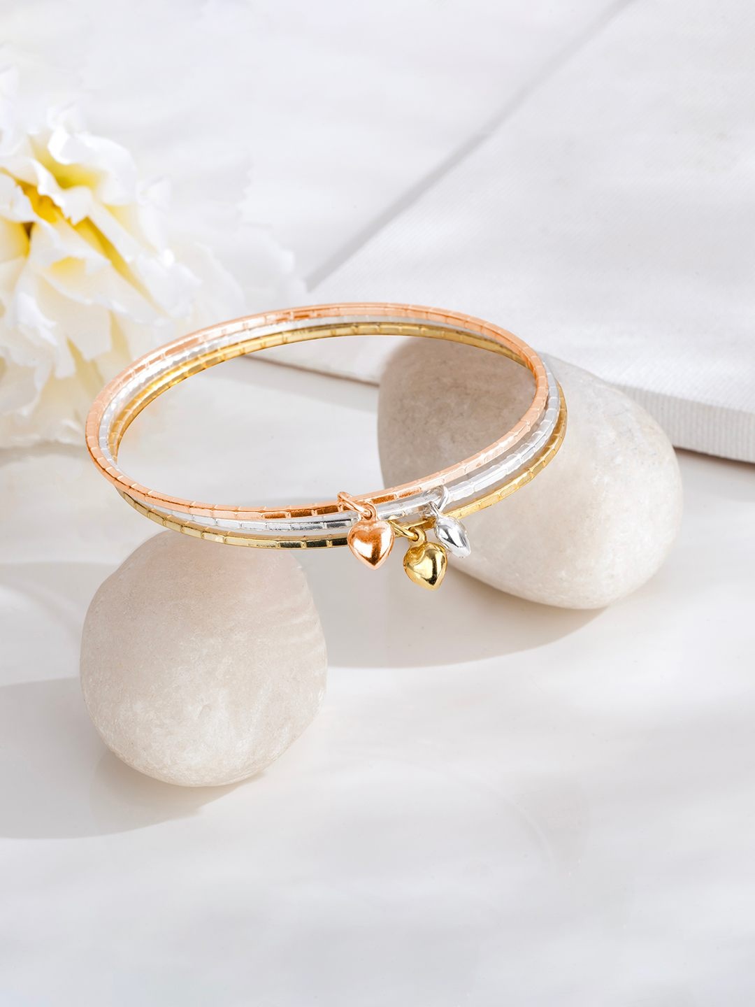 

Zavya 925 Sterling Silver Set of 3 Rhodium-Plated Bangles, Multi