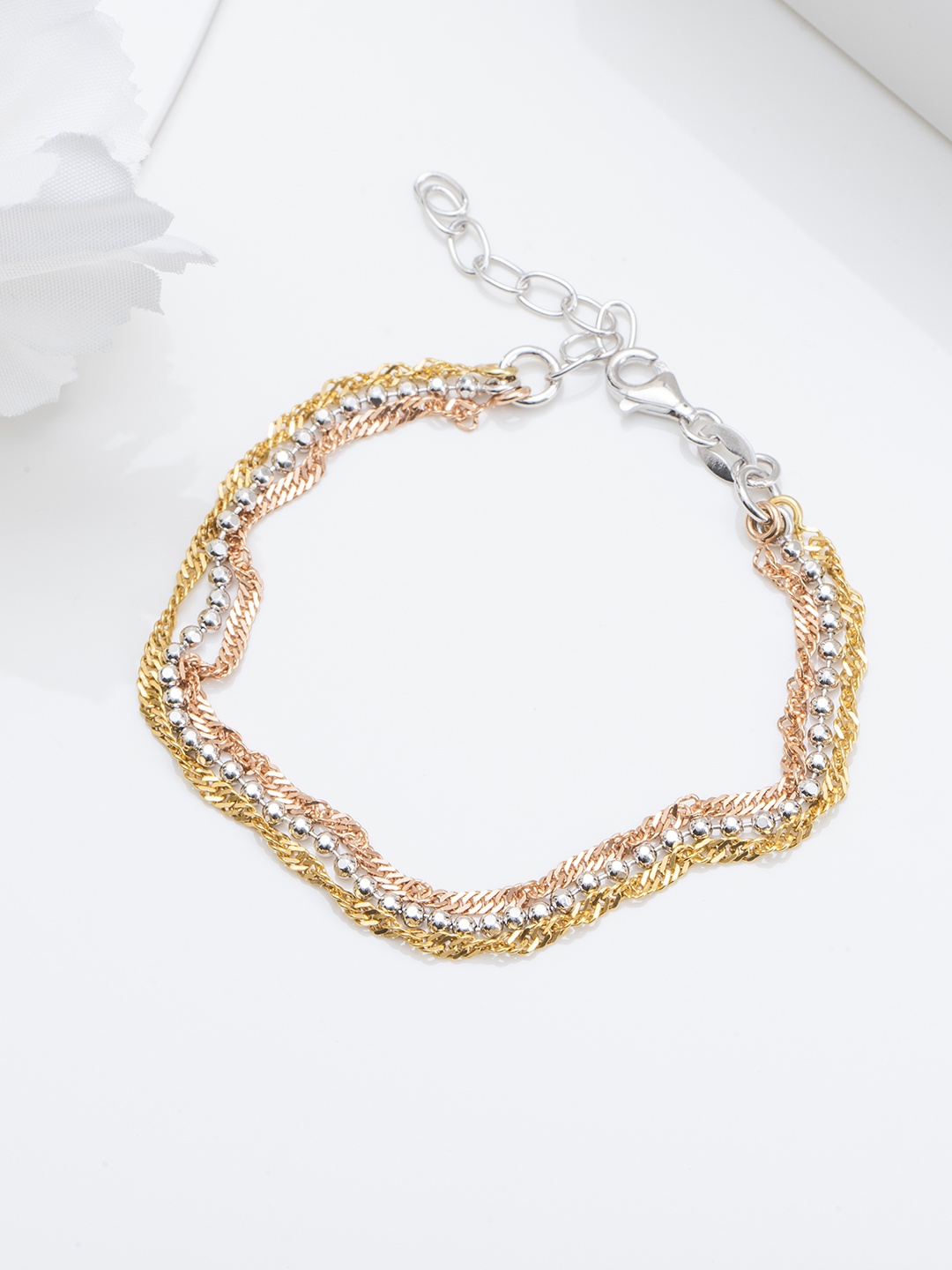 

Zavya Women 925 Sterling Silver Rhodium-Plated Link Bracelet, Multi
