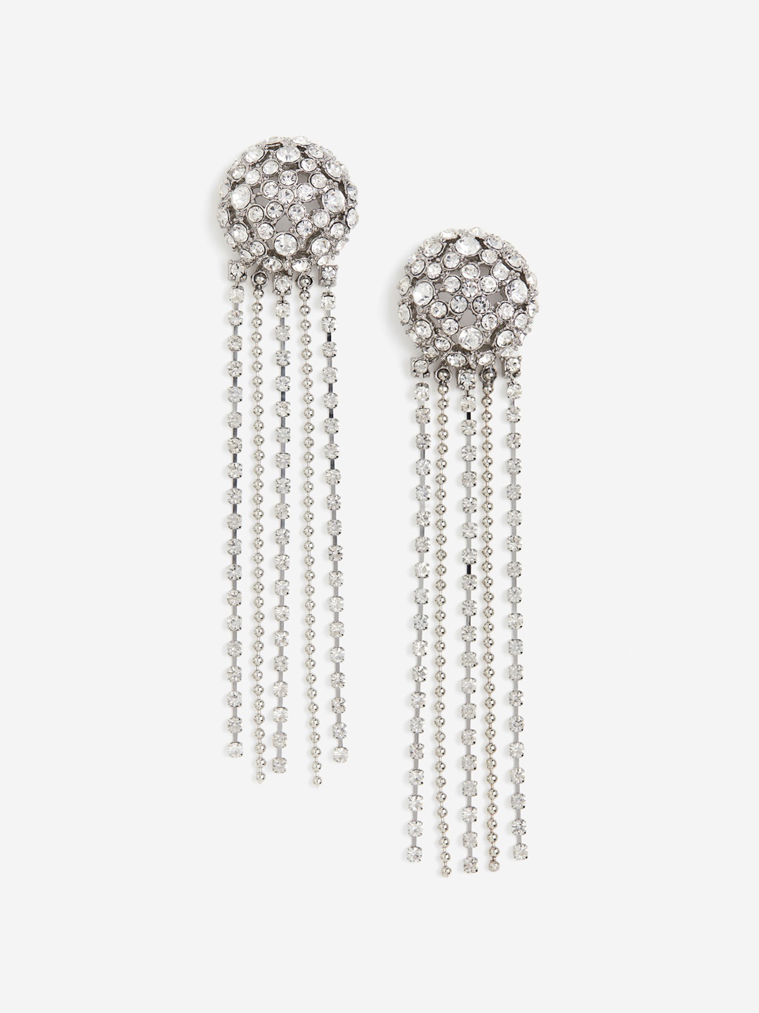 

H&M Long Rhinestone Earrings, Silver