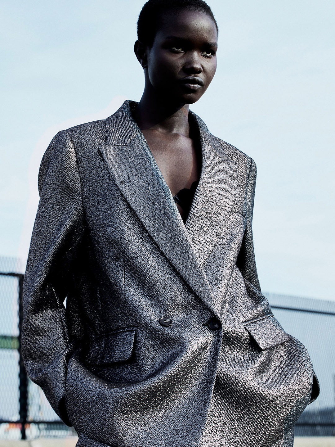 

H&M Shimmering Blazer, Grey
