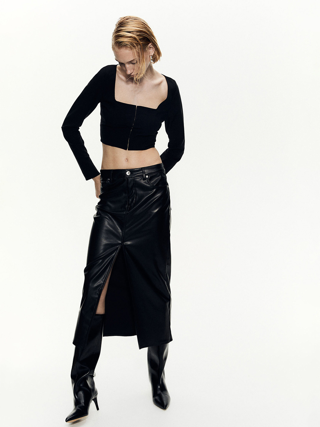 

H&M Square Neck Top, Black