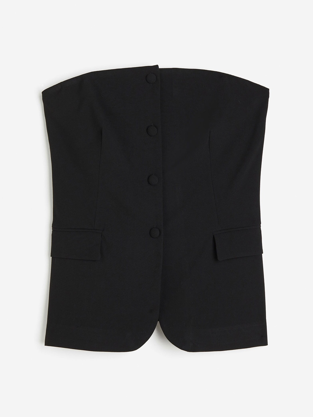 

H&M Buttoned Corset-Style Top, Black