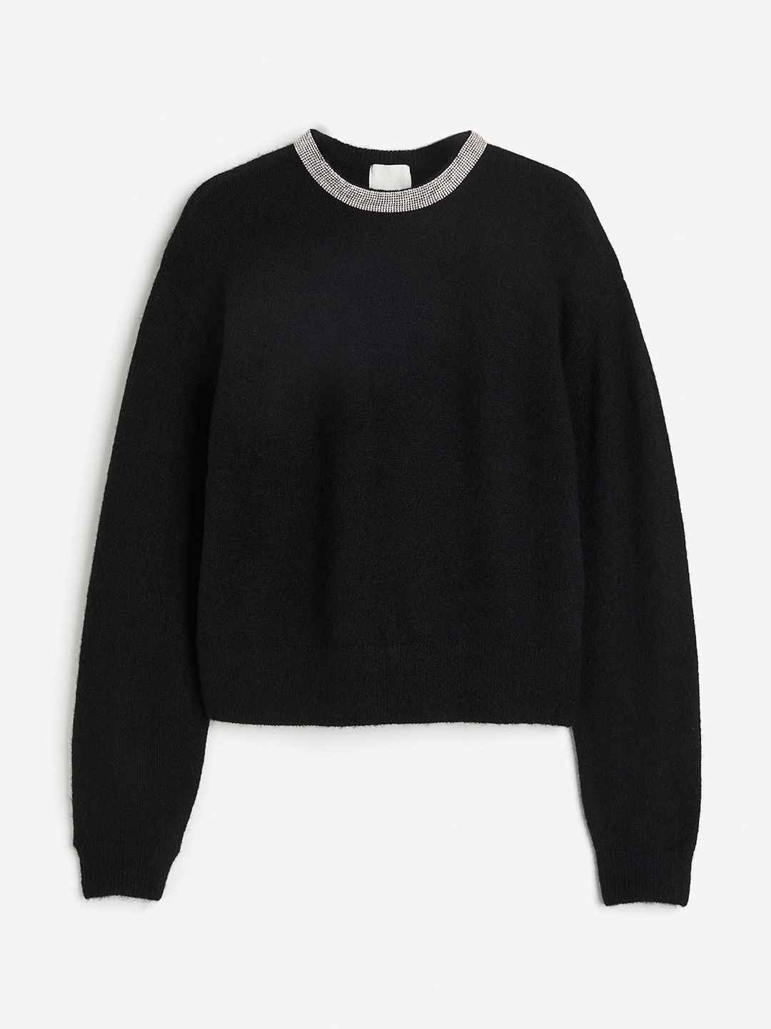 

H&M Women Rhinestone-Embellished Jumper, Black