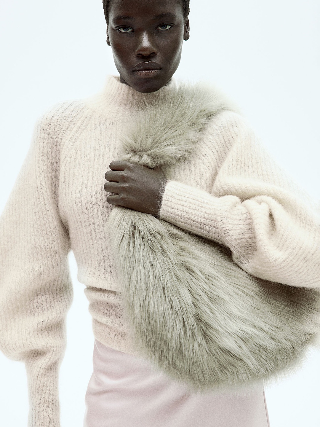 

H&M Mohair-Blend Rib-Knit Jumper, Pink