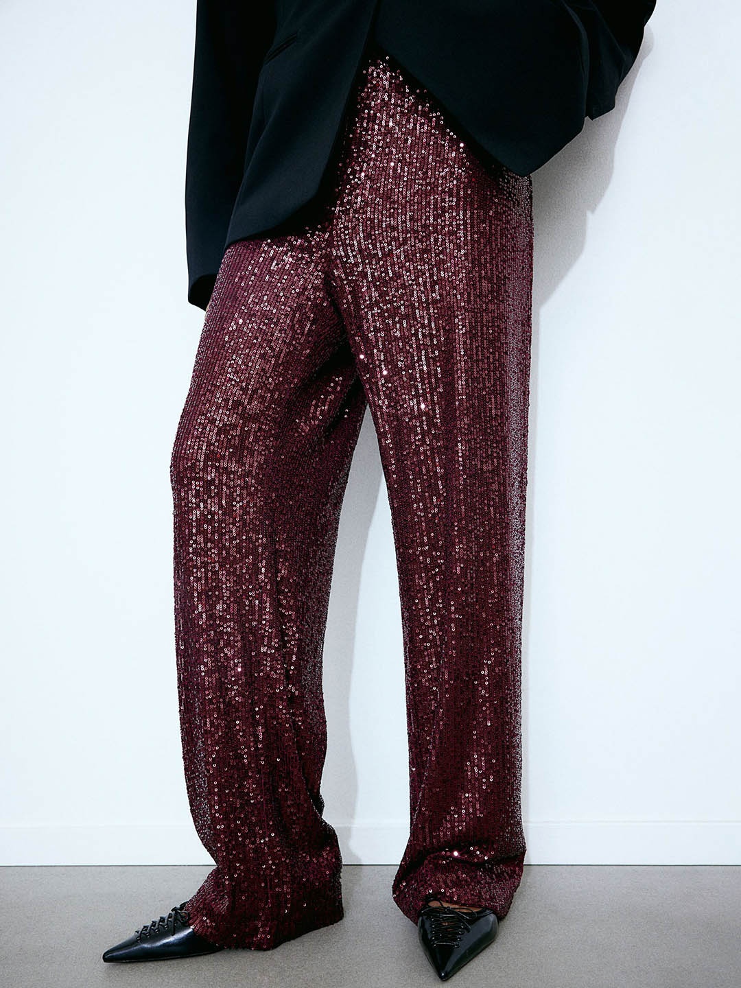 

H&M Women Sequined Trousers, Red