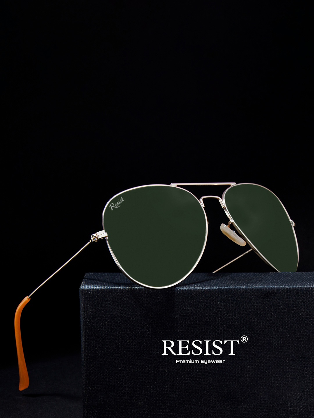 

RESIST EYEWEAR Unisex Aviator Sunglasses with UV Protected Lens AIRGOLDGREEN, Green