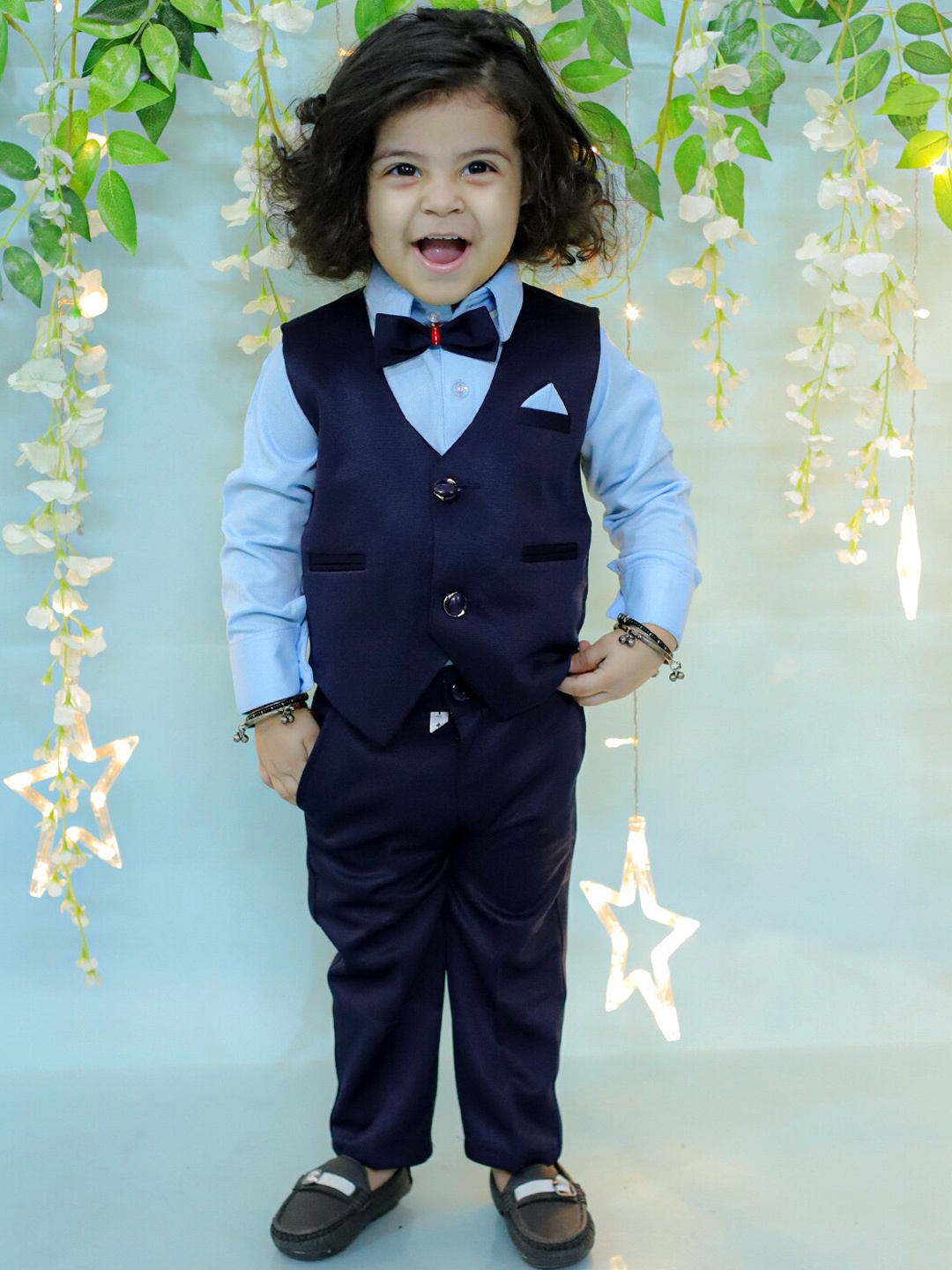 

BownBee Boys Single-Breasted Four-Piece Party Suit, Navy blue