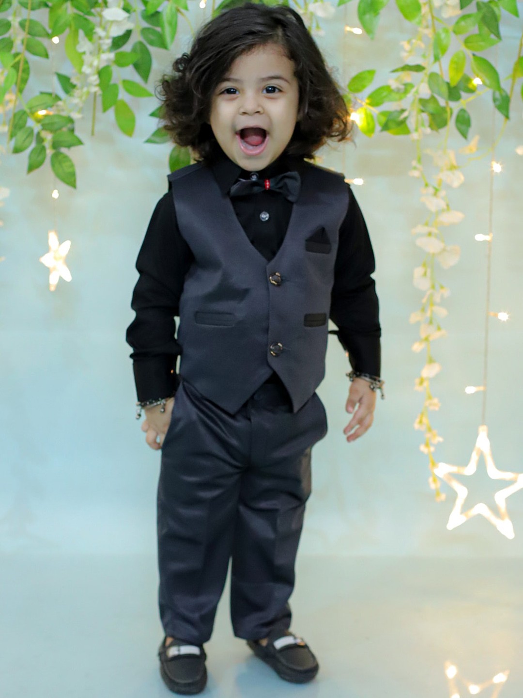 

BownBee Boys Single-Breasted Four-Pieces Party Suit, Grey