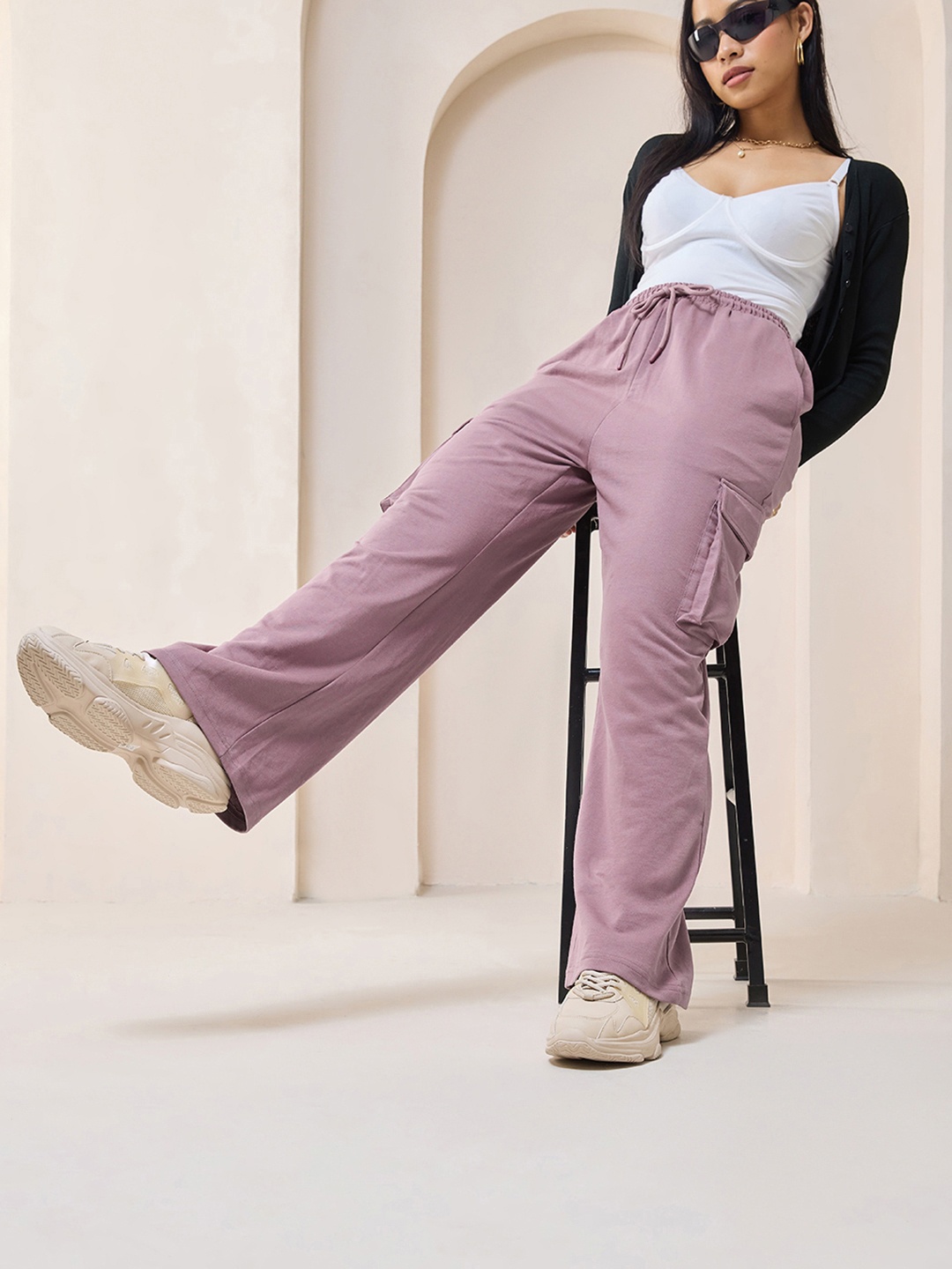 

Bewakoof Air 1.0 Women Cargo Trackpants, Purple